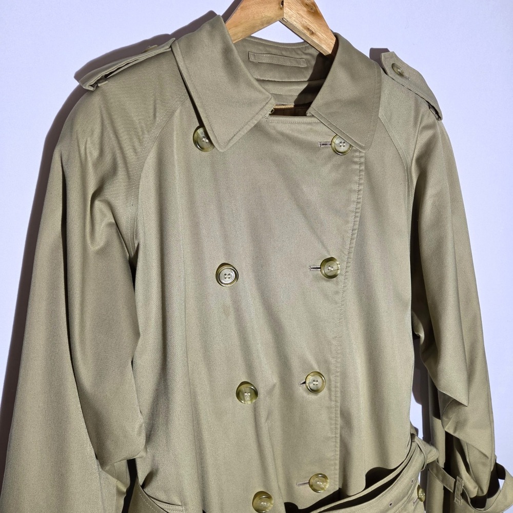 Burberrys Vintage Trench Coat Khaki Nova‎ Check Liner Belted Womens 14 XX-Long - Picture 3 of 16